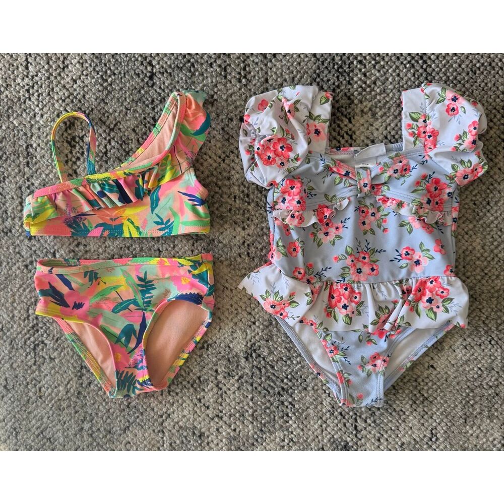2T Toddler Girl Bathing Suit Bundle (Cat & Jack, Nicole Miller)